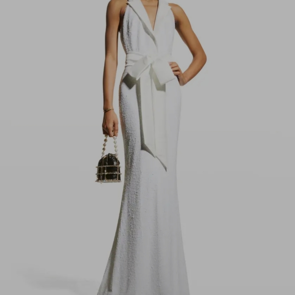 Badgley Mischka Sequined Mikado Gown - Picture 3 of 10